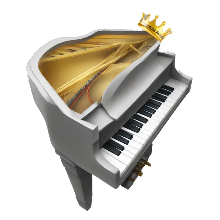 a piano with a crown on the corner sticker