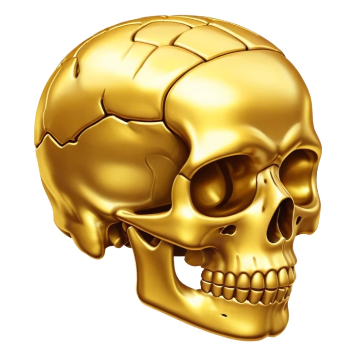 golden brain skull sticker