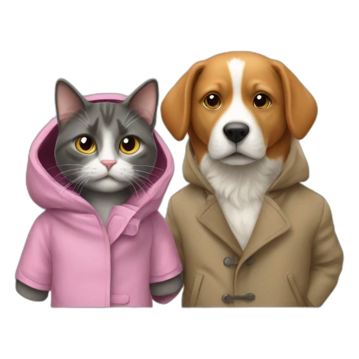 cat In a coat and dog in a coat sticker
