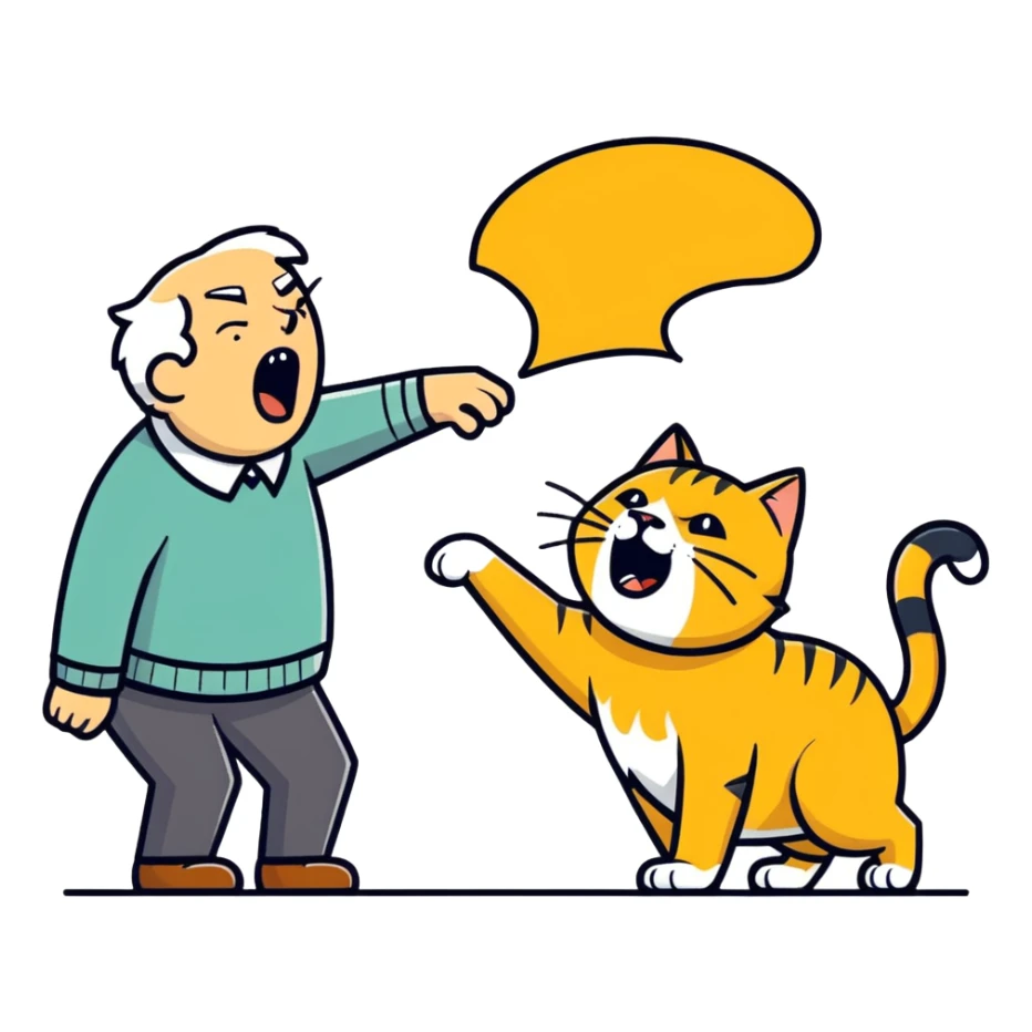 golden cat ￼ yelling at old blind man ￼ sticker