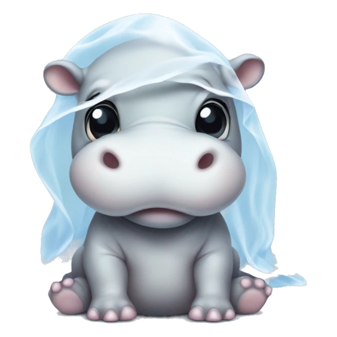 baby hippo dressed up as a ghost sticker