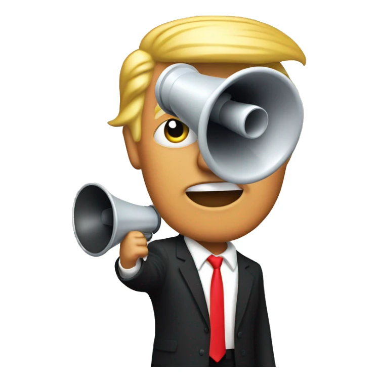 trump holds loudspeaker sticker