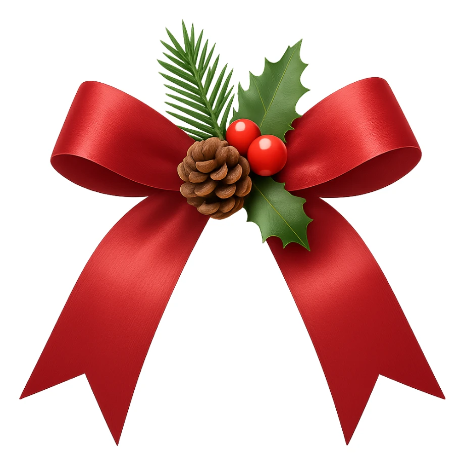 Christmas bow with decoration , remove background sticker
