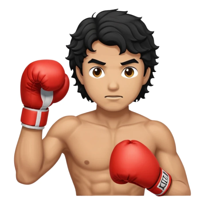 black wavy hair guy boxing  sticker