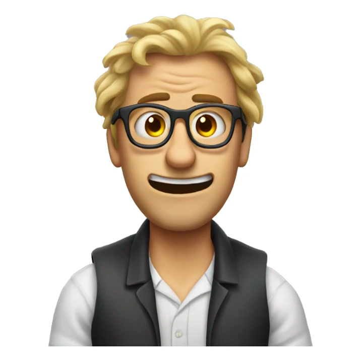 mad man pulling his hair. Add frameless glasses  sticker