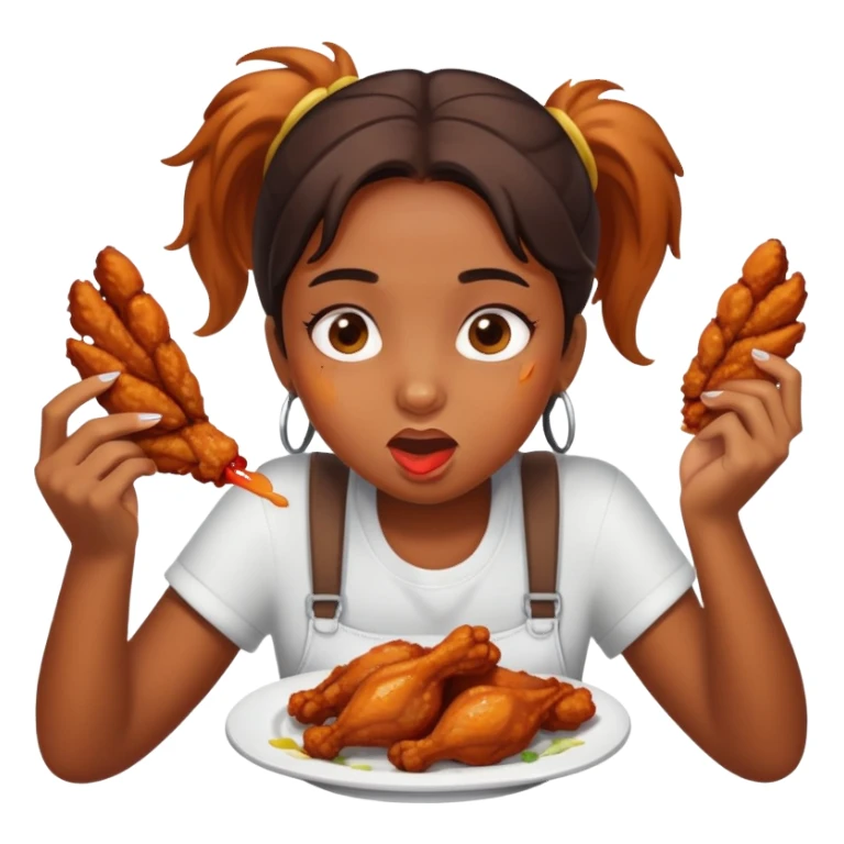 Girl eating chicken wings sticker