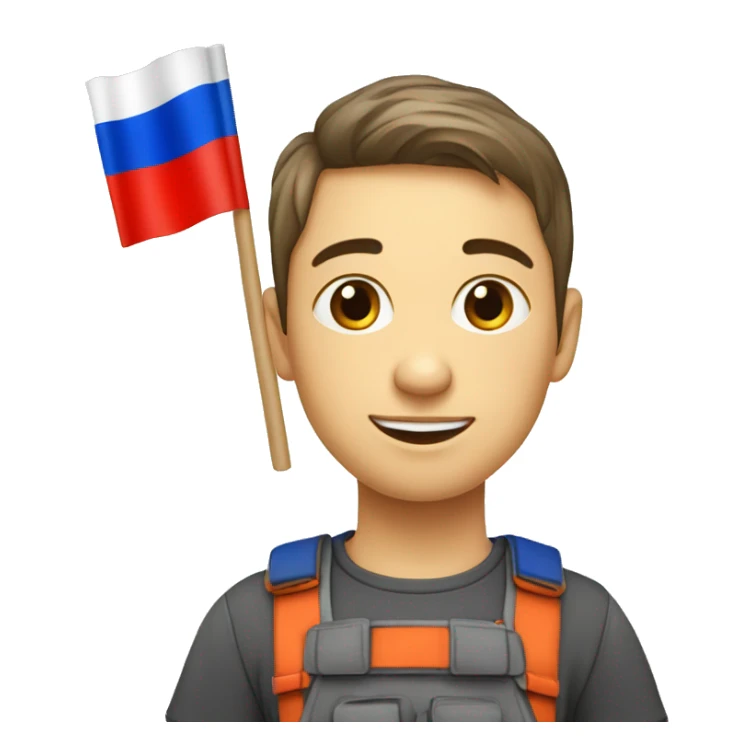 Jeune qui mange avec un drapeau russe sticker