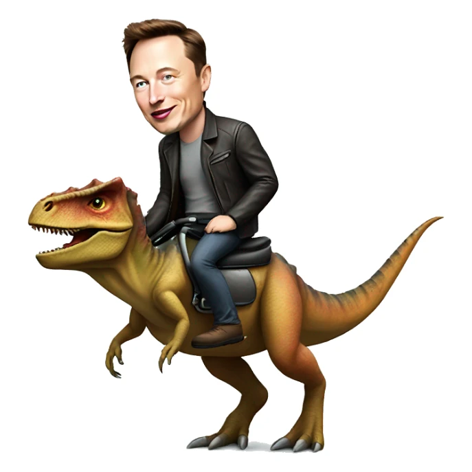 elon musk riding a dinosaur  sticker