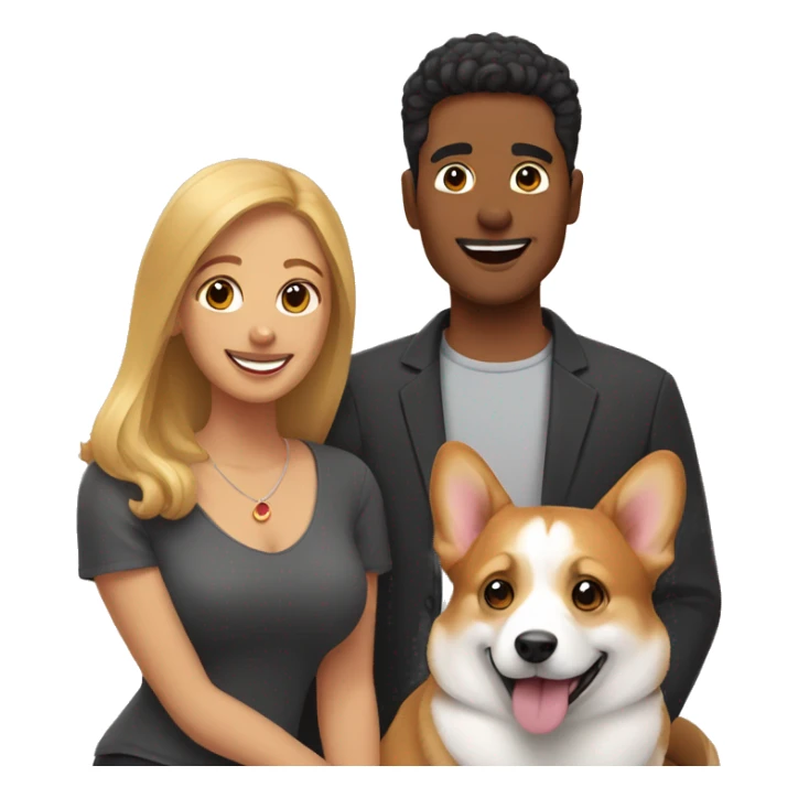 Man, woman and 2 corgies sticker