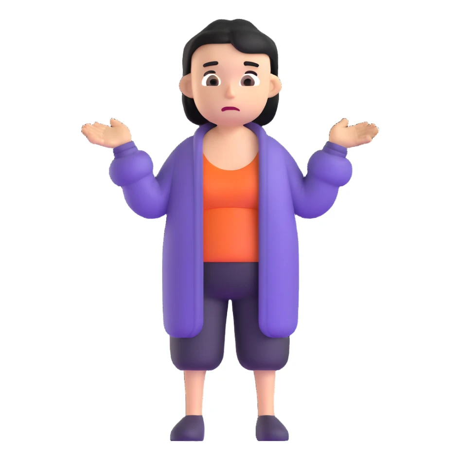 person with a shrug and apathetic face sticker