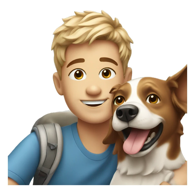 happy boys with dog selfie sticker