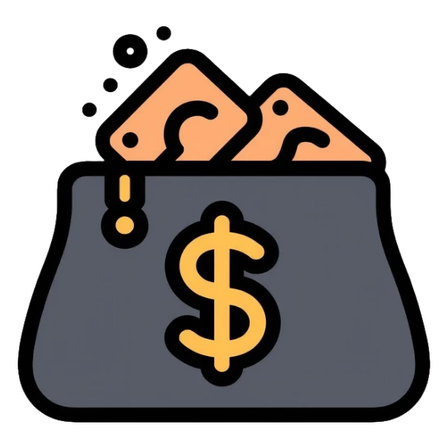 black purse with dollar symbol on it sticker