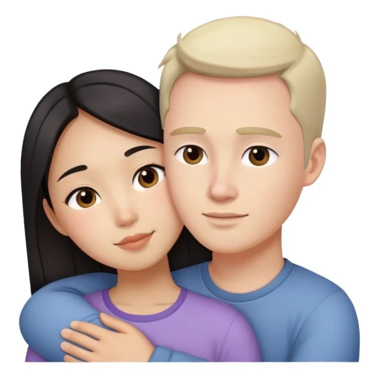 Asian girl cuddles white guy sticker