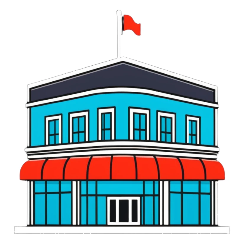 big department store with many shoppers sticker