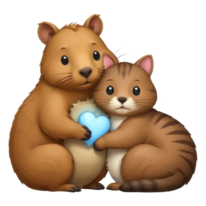 capybara and a cat cudding with each other sticker
