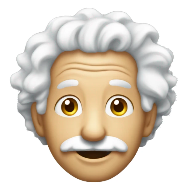 Emoji looking like happy einstein that can be used inn tekst sticker