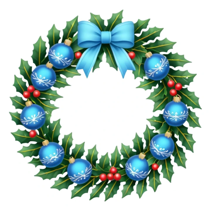simple Christmas wreath with light blue details sticker