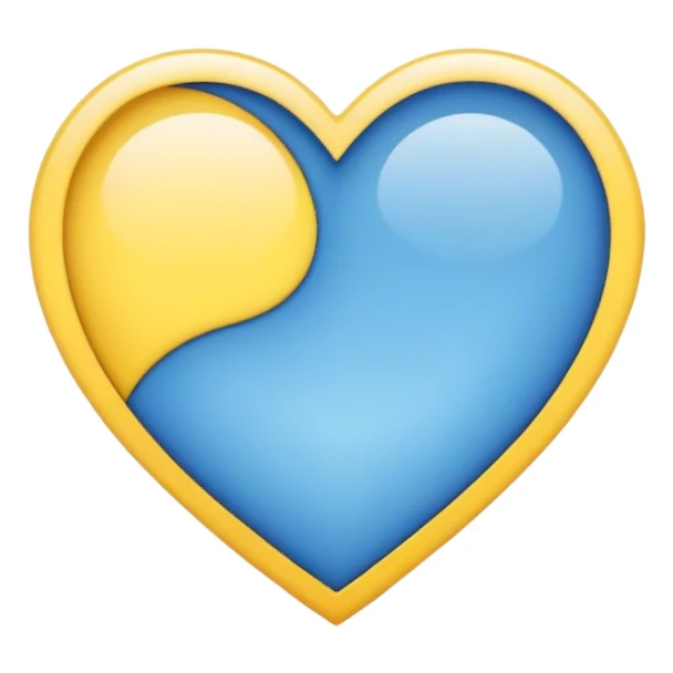 A heart colored half blue half yellow sticker