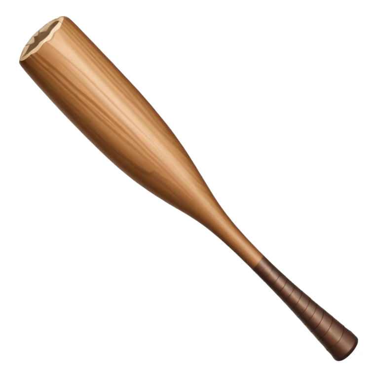 short thick brown baseball bat with subtle wood grain sticker