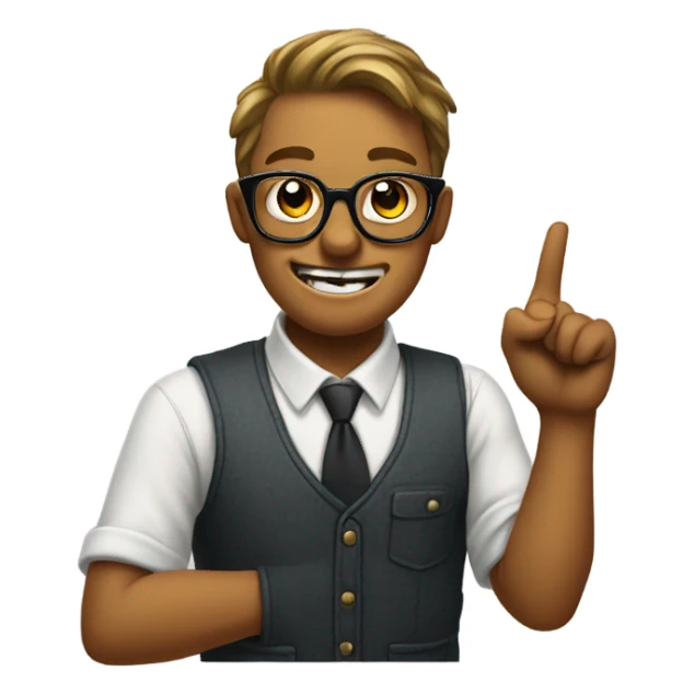 Nerd emoji with index finger pointing up sticker