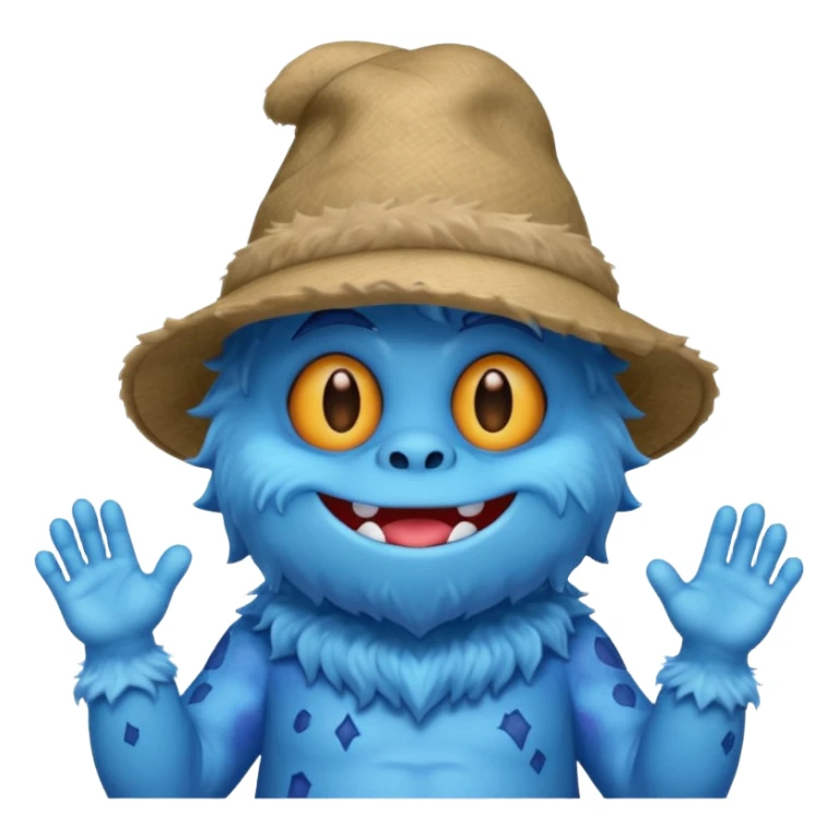 blue monster with hat and shirt sticker