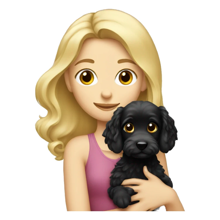 Blonde girl holding a black cockapoo sticker
