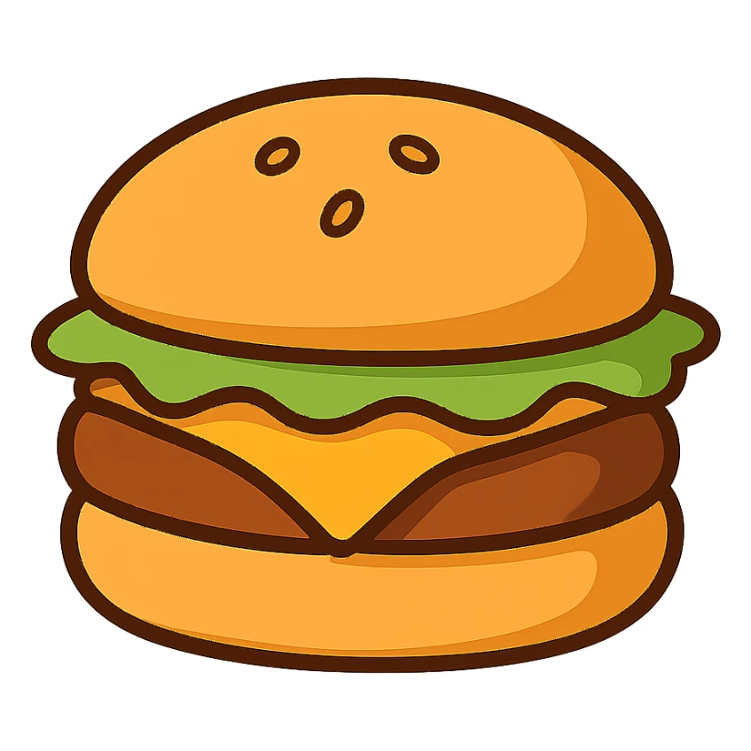 flat toon style cheeseburger sticker