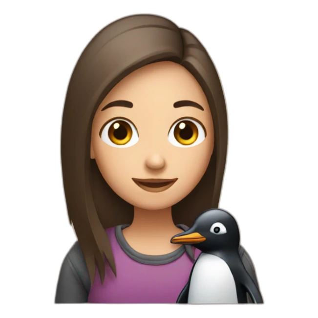 girl holding penguin sticker