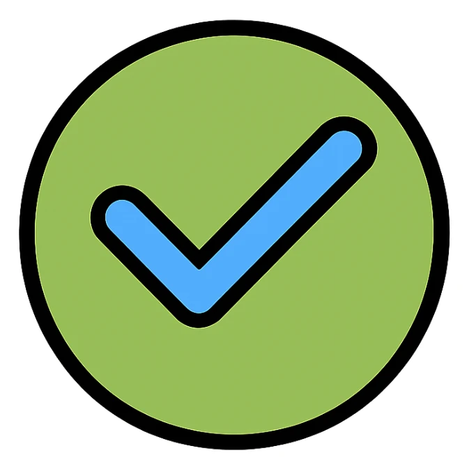 Remove the inner square frame, keep the symbol representing 'yes'. Make it simple, clear, positive, and affirmative in a modern style with no background. sticker