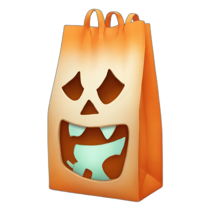 Orange Trick or treat bag with jack-o’-lantern face sticker