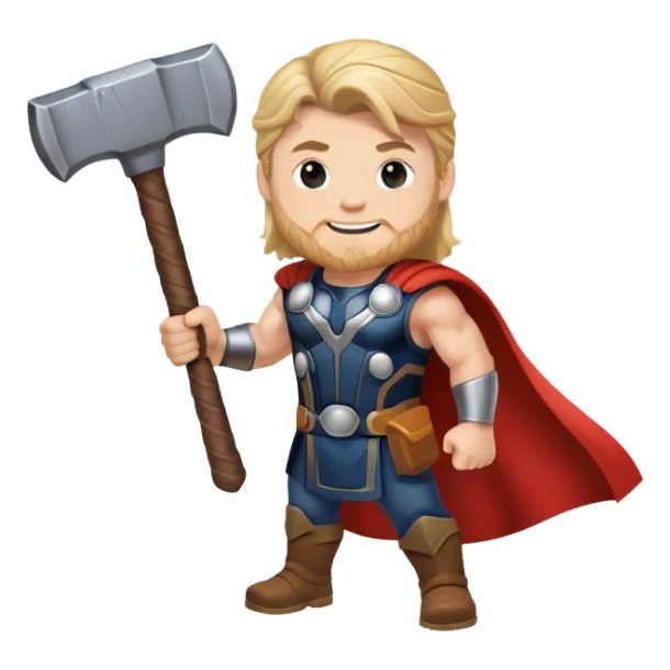 friendly thor superhero with hammer for kids sticker