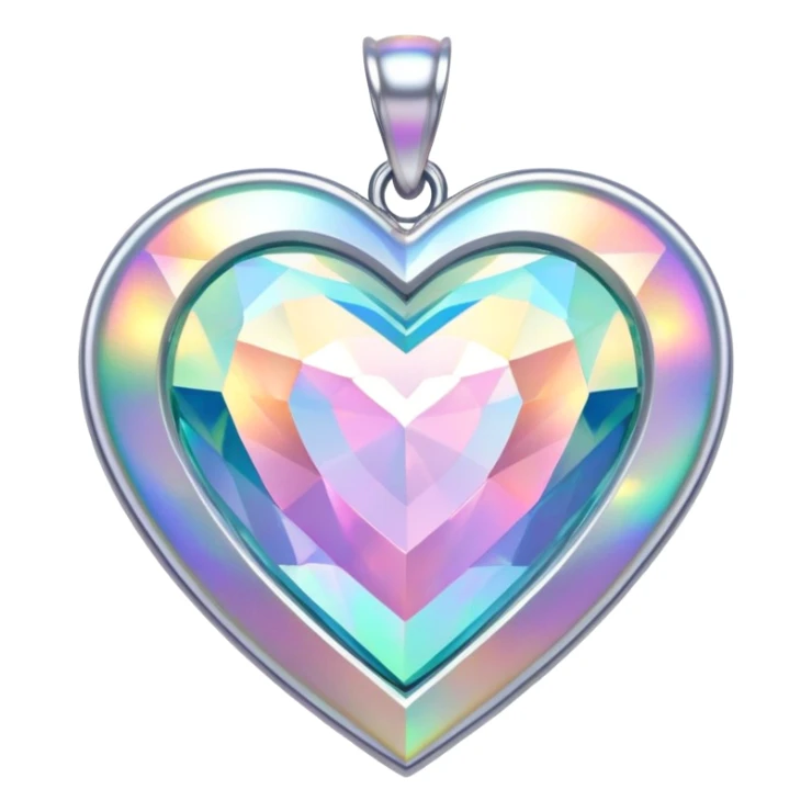 diamond Heart shape pendant holographic sticker