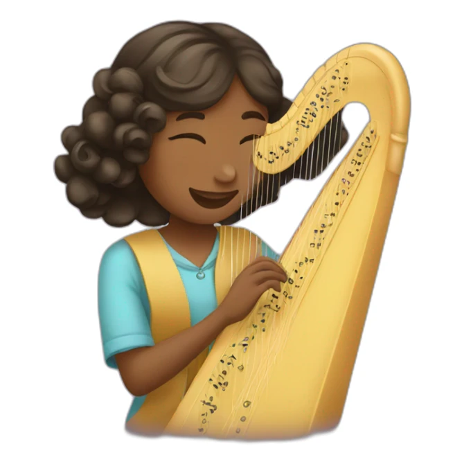 a girl playing harp sticker