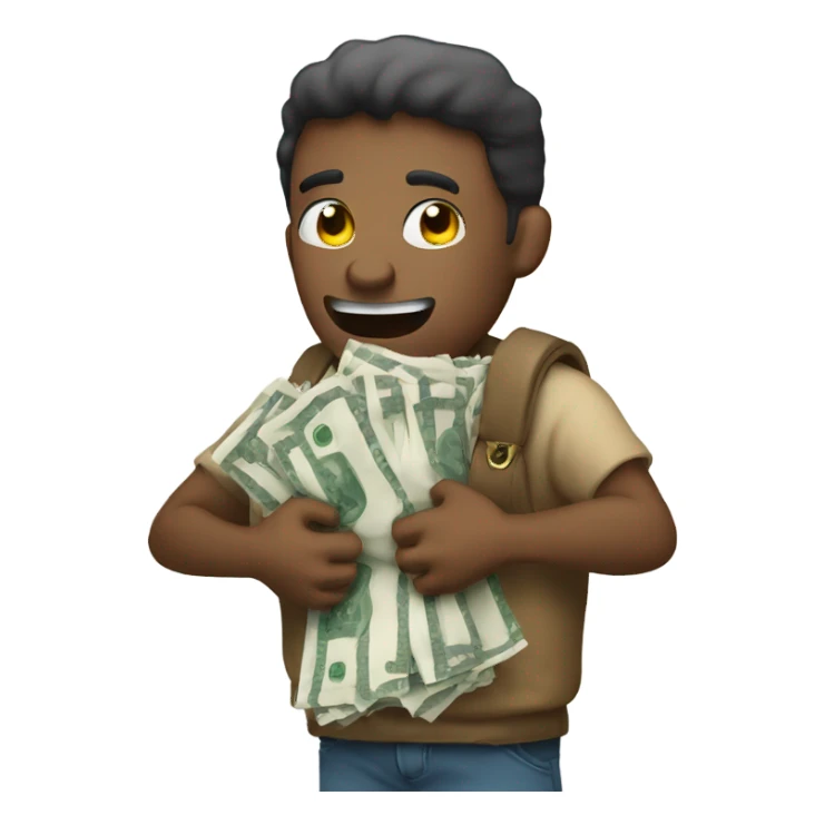 Man hugging money bag no emotion  sticker
