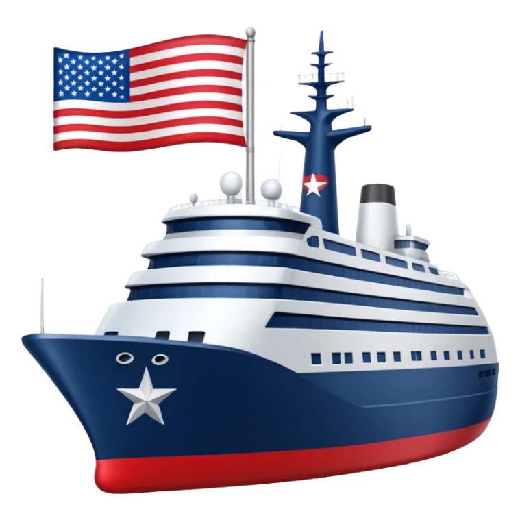 generate a very realistic American modern ship with flag sticker