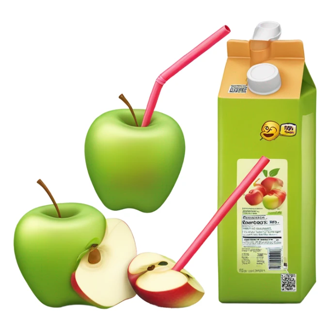 apple juice carton with a straw sticker