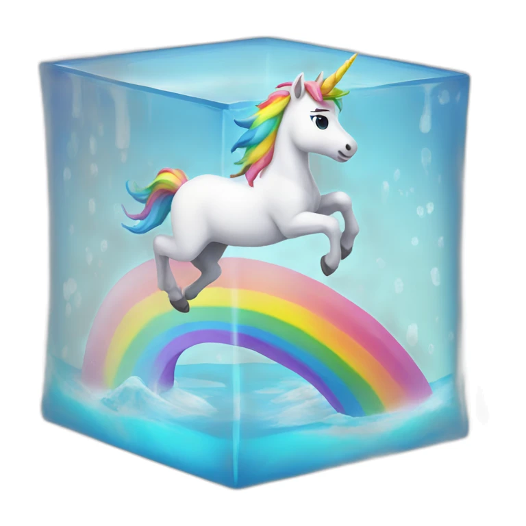 rainbow-unicorn-in-water-frozen-cube sticker