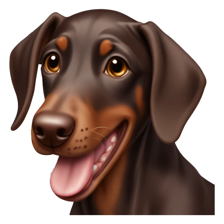 Panting happy chocolate Doberman puppy sticker