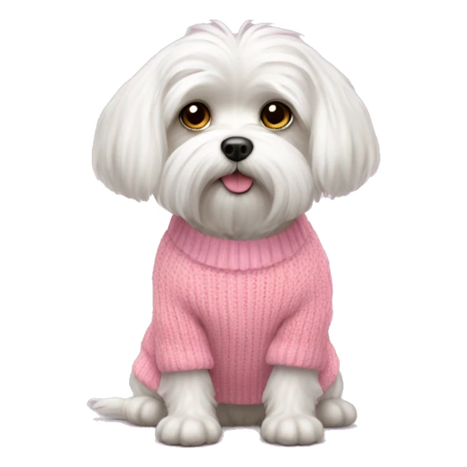 Maltese dog pink sweater sticker