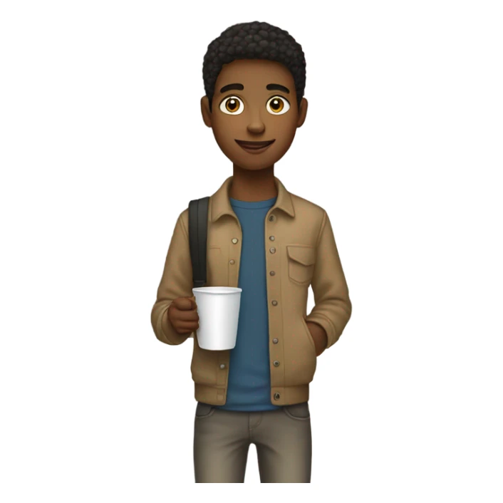 Full length teenager with cup sticker