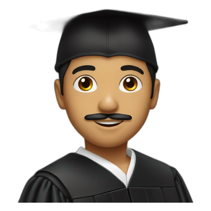 Arabic boy with mustache and black graduation cap sticker