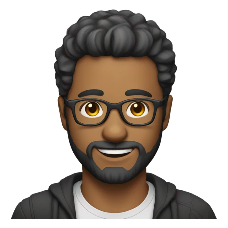 35yrs old man, little beard, glasses,  sticker