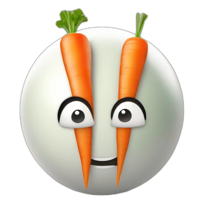 3d sphere with a cartoon beautiful carrots Evoker skin texture with courageous eyes sticker