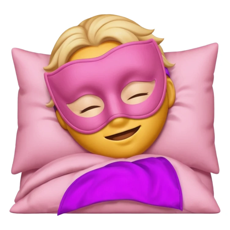 sleeping emoji with pink mask sticker