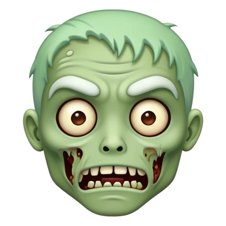 zombie cartoon face with white outline sticker
