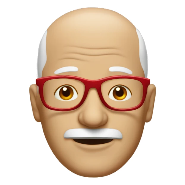 Old and bald man with red glasses sticker