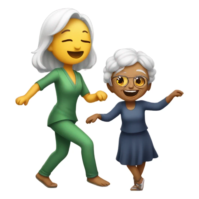 Girl dancing with old woman sticker