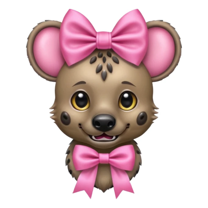 hyena with a pink bow, large shiny bow sticker
