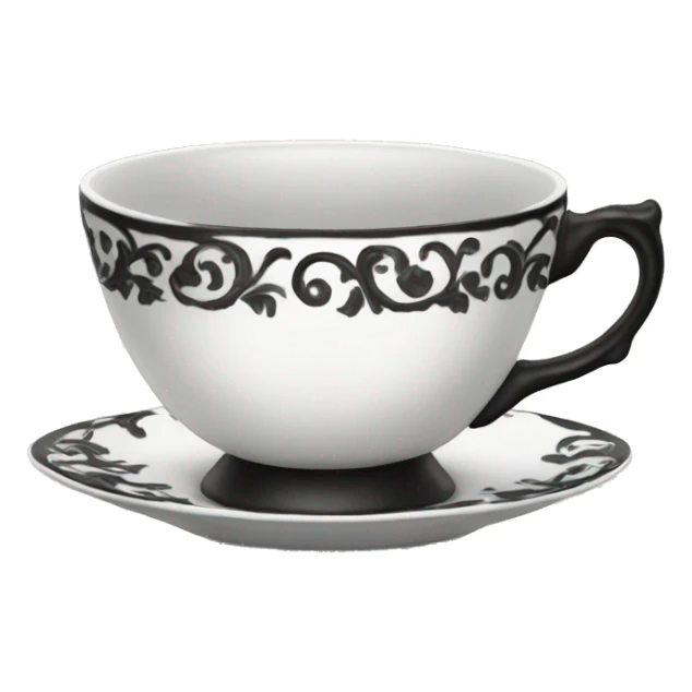Black and white fancy teacup  sticker