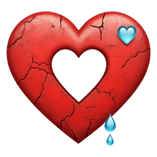 heart with a teardrop and grunge texture sticker